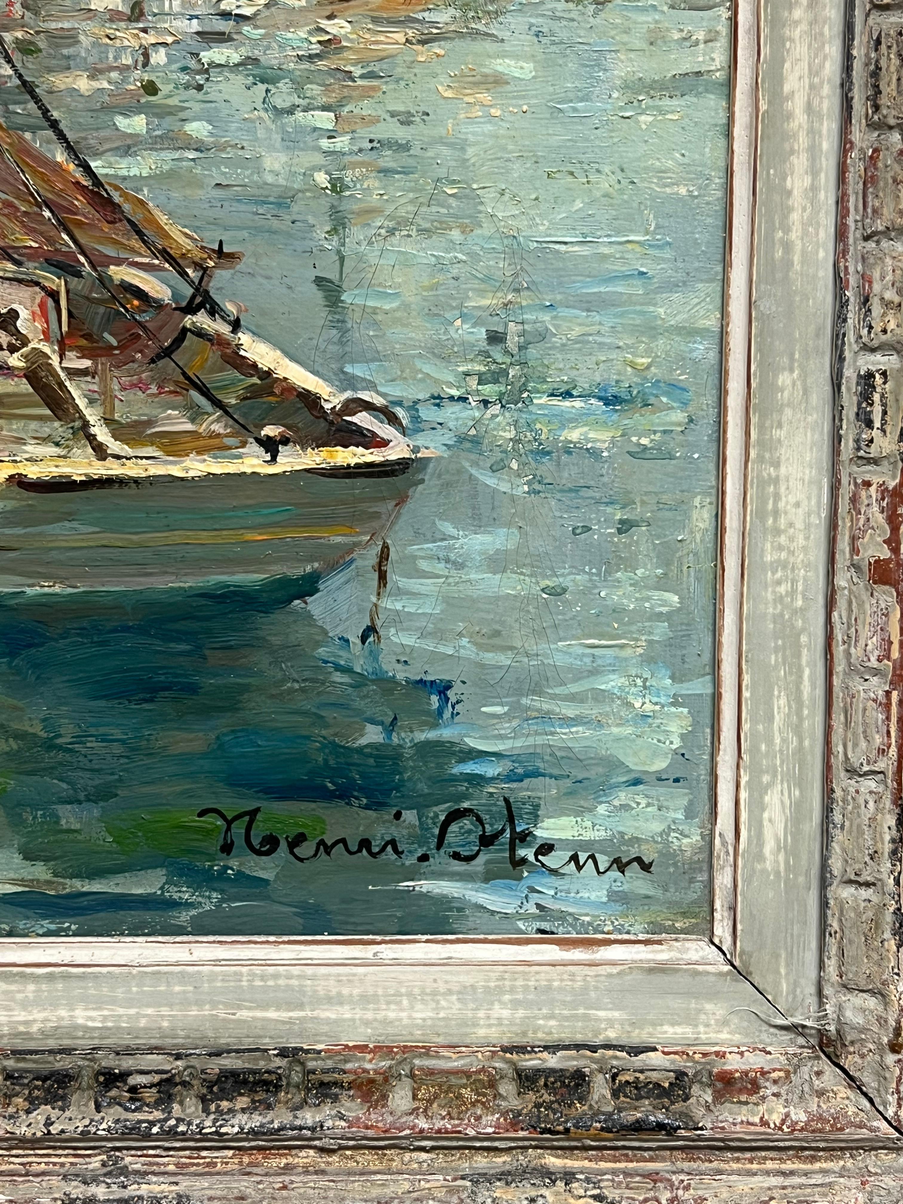 Puerto de Concarneau
de Henri Stenn (francés 1903-1993)
firmado, titulado verso
óleo sobre lienzo, enmarcado en bastidor original estilo Montparnasse
enmarcado: 26 x 22 pulgadas
lienzo: 18 x 15 pulgadas
Procedencia: colección privada,