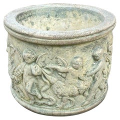 Henri Studio Concrete Cement Small 11" Round Classical Cherub Garden Planter Pot