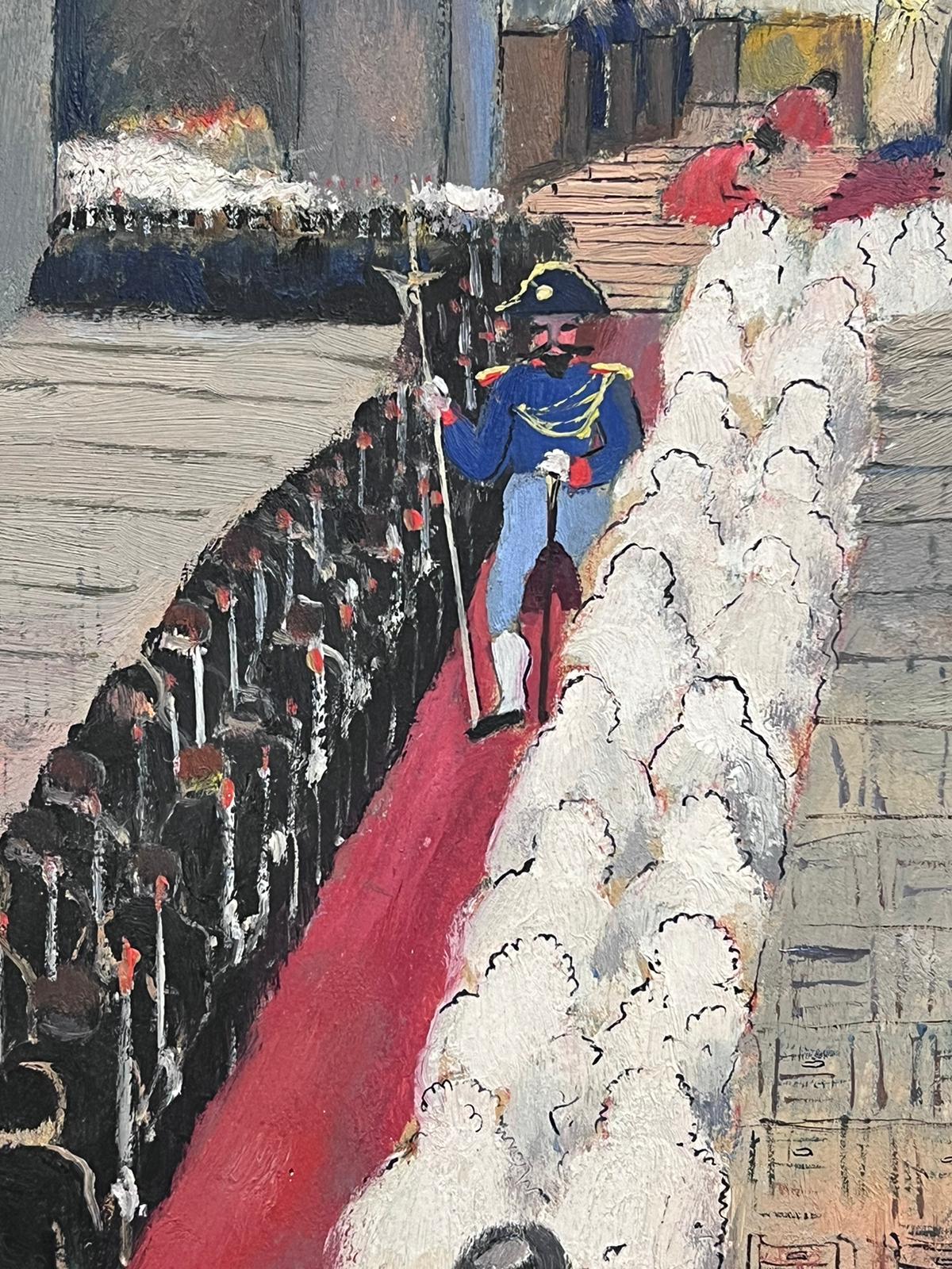 Scena di cerimonia in una chiesa di metà secolo con processione - Painting Scuola francese di Henri Therme