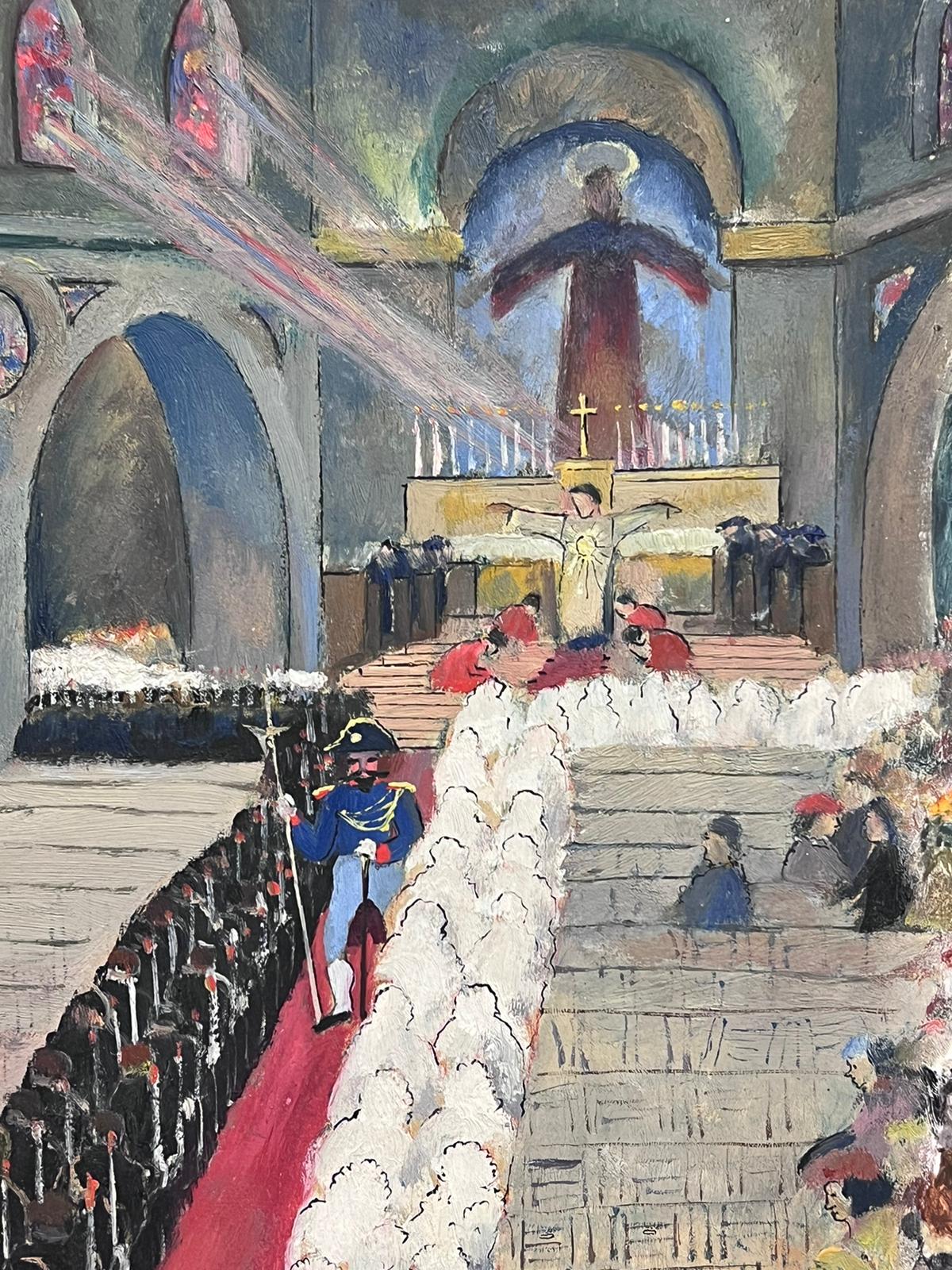 Scena di cerimonia in una chiesa di metà secolo con processione in vendita 1