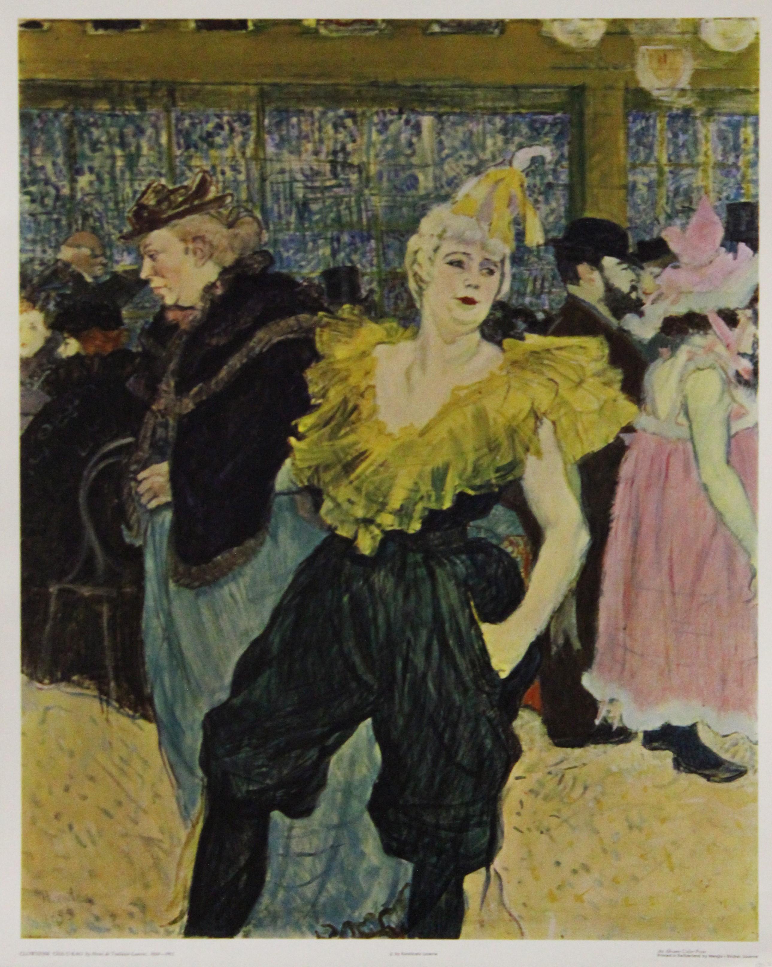 Henri de Toulouse-Lautrec Portrait Print - "Clownesse Cha-U-Kao" Poster. Printed in Switzerland.
