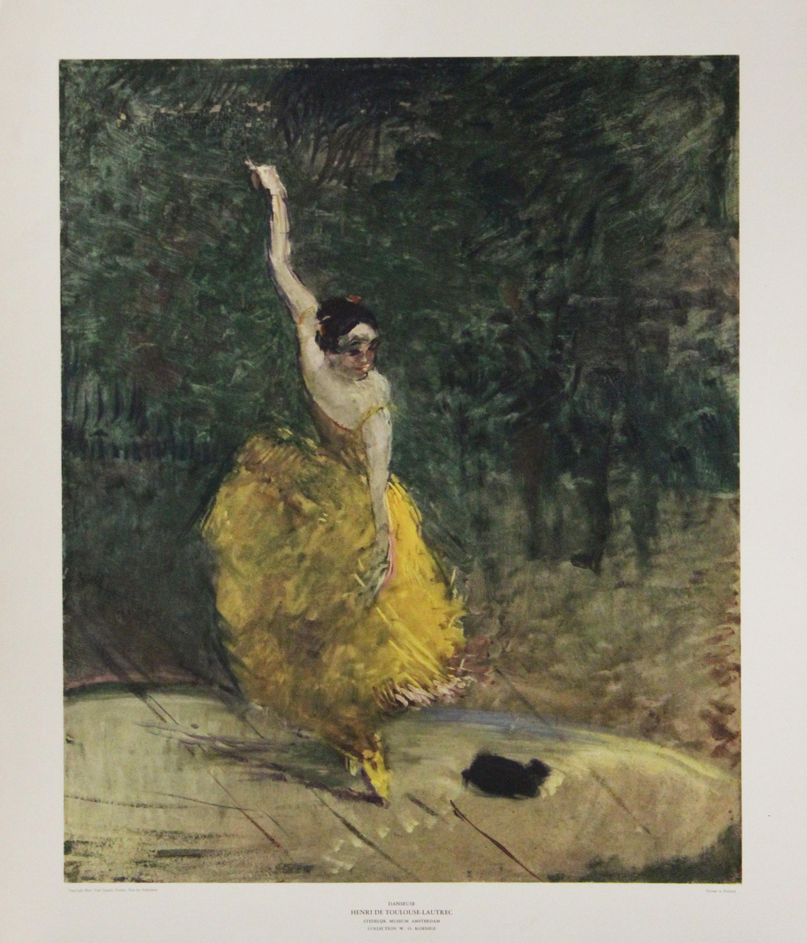 Henri de Toulouse-Lautrec Portrait Print - Danseuse-Poster. New York Graphic Society. Printed in Holland.