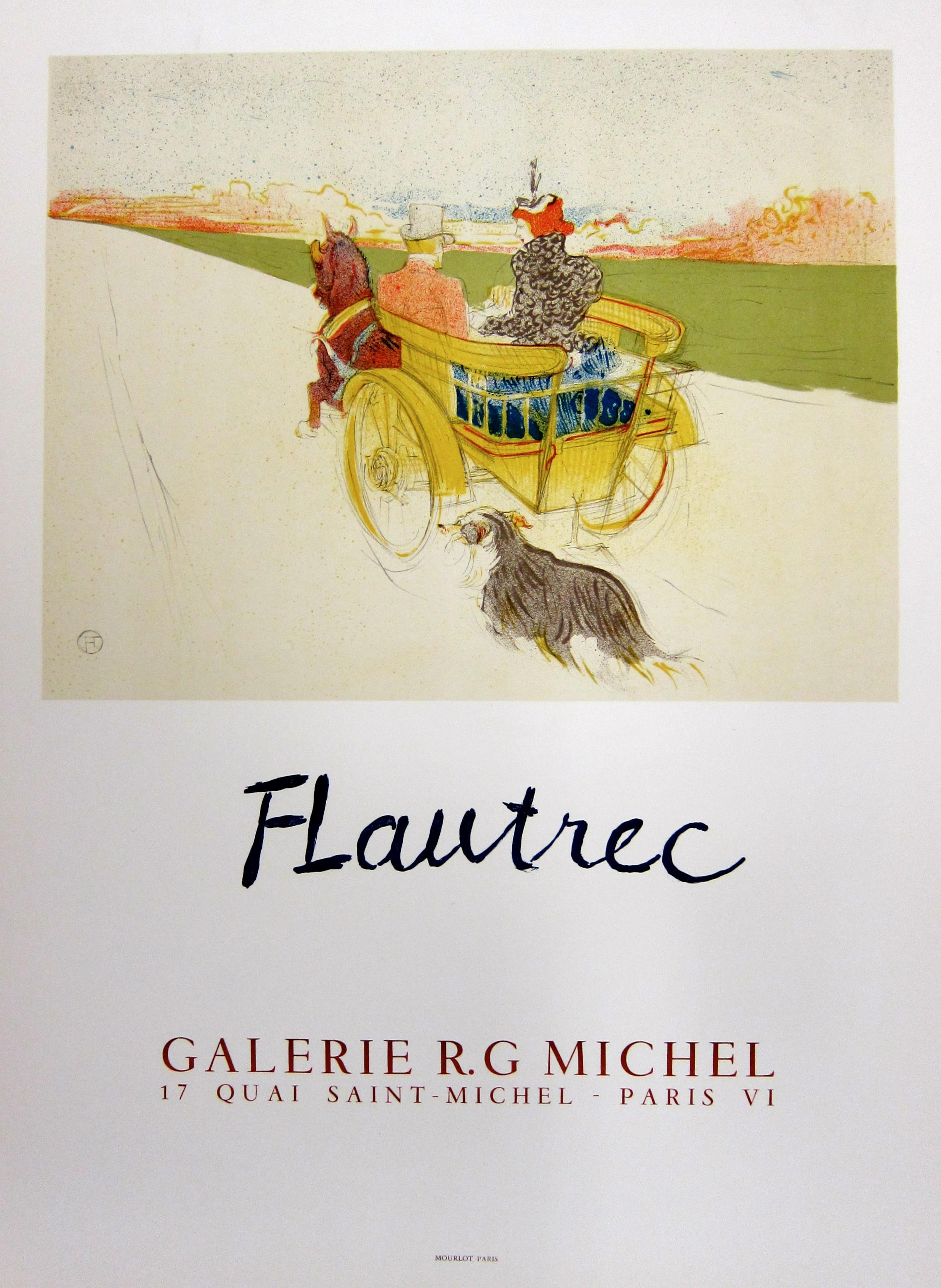 Dieses lithografische Plakat wurde nach Henri de Toulouse-Lautrec für eine Ausstellung in der Galerie R.G Michel in Paris im Jahr 1954 entworfen. Dieses Plakat, das auf der Original-Lithographie von 1897 mit dem Titel "La party de Campagne" basiert,