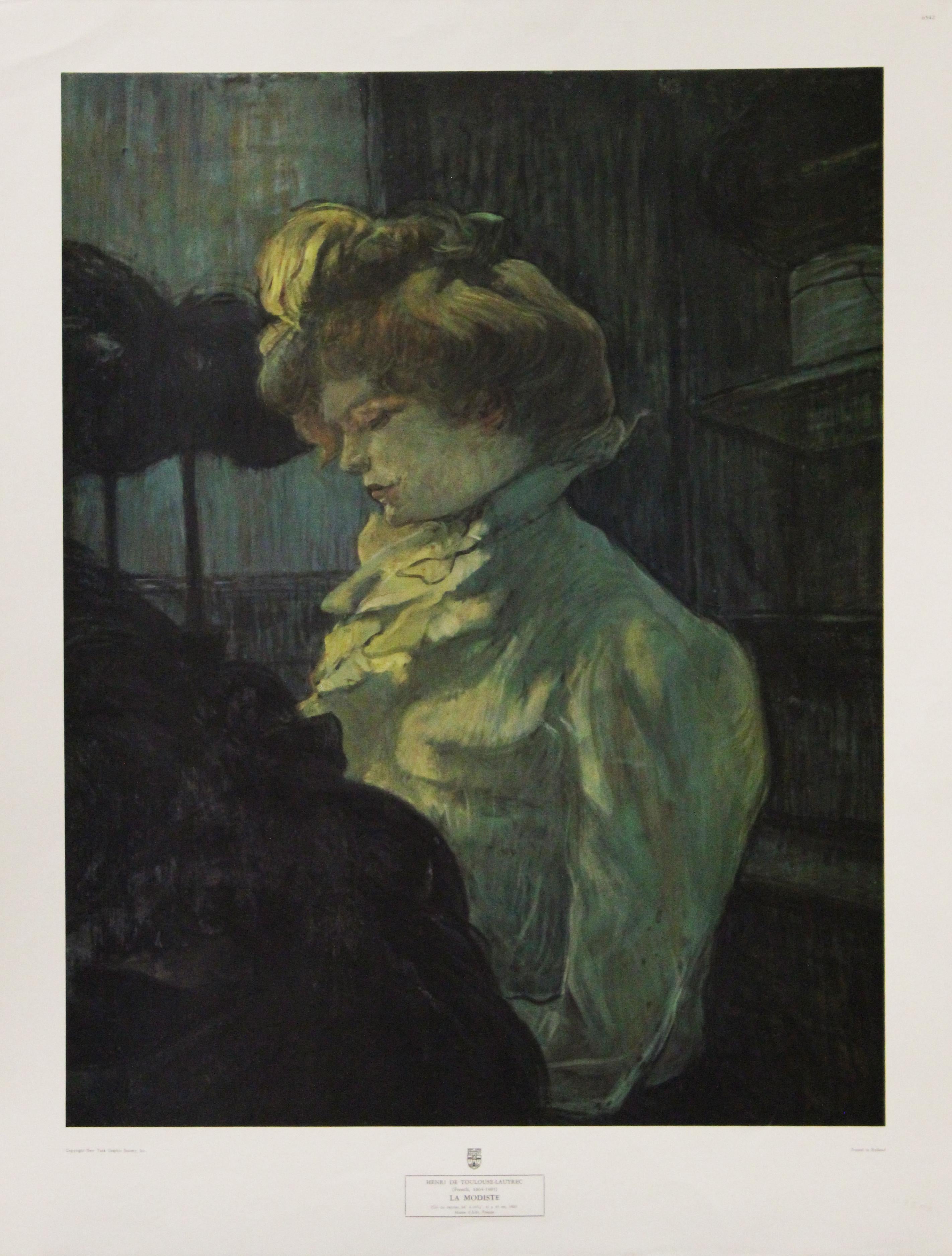 Henri de Toulouse-Lautrec Portrait Print - La Modiste-Poster. New York Graphic Society. Printed in Holland. 