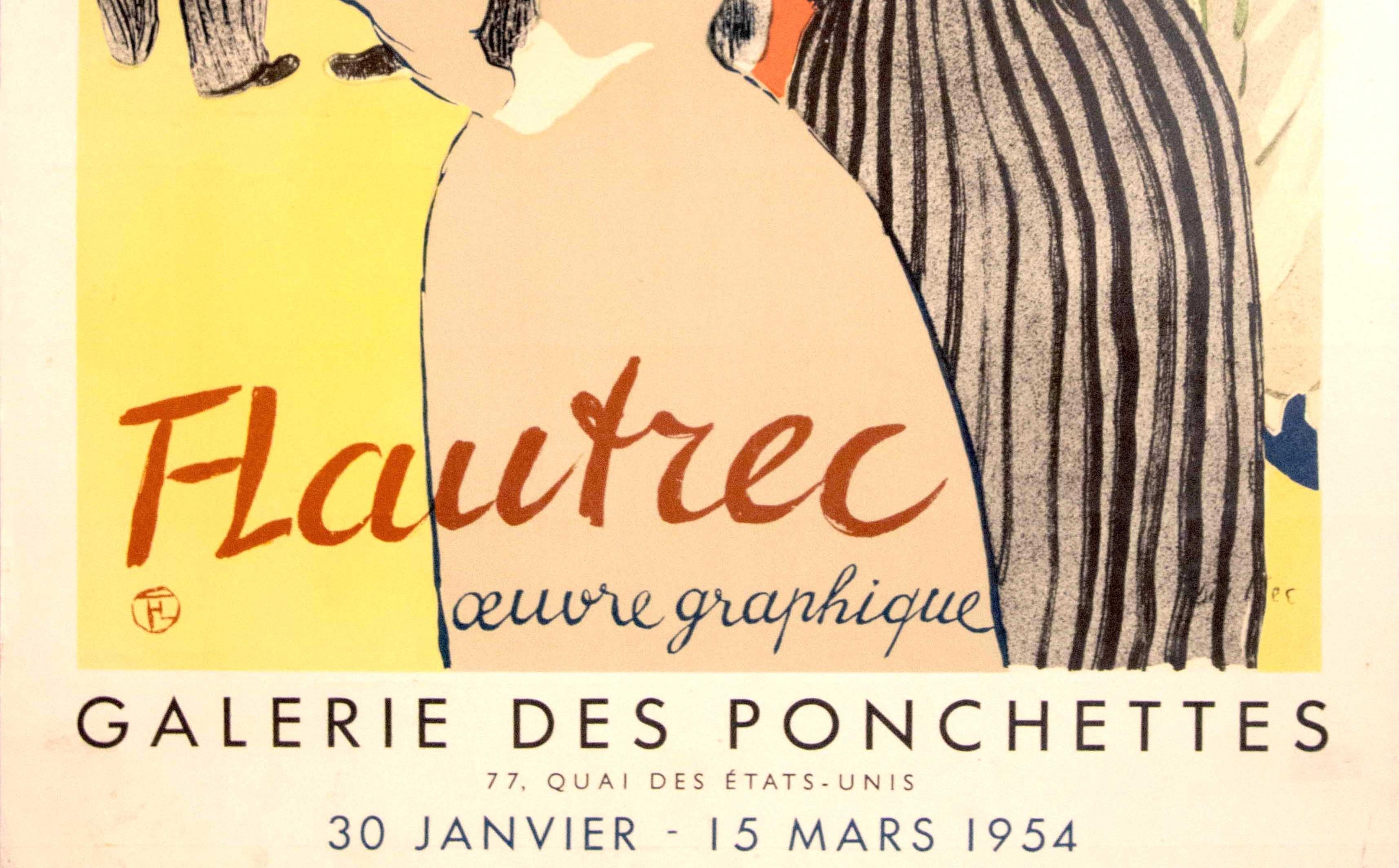 Cartel Vintage Original Exposición Toulouse Lautrec Niza Moulin Rouge La Goulue - Print Naranja de Henri de Toulouse-Lautrec