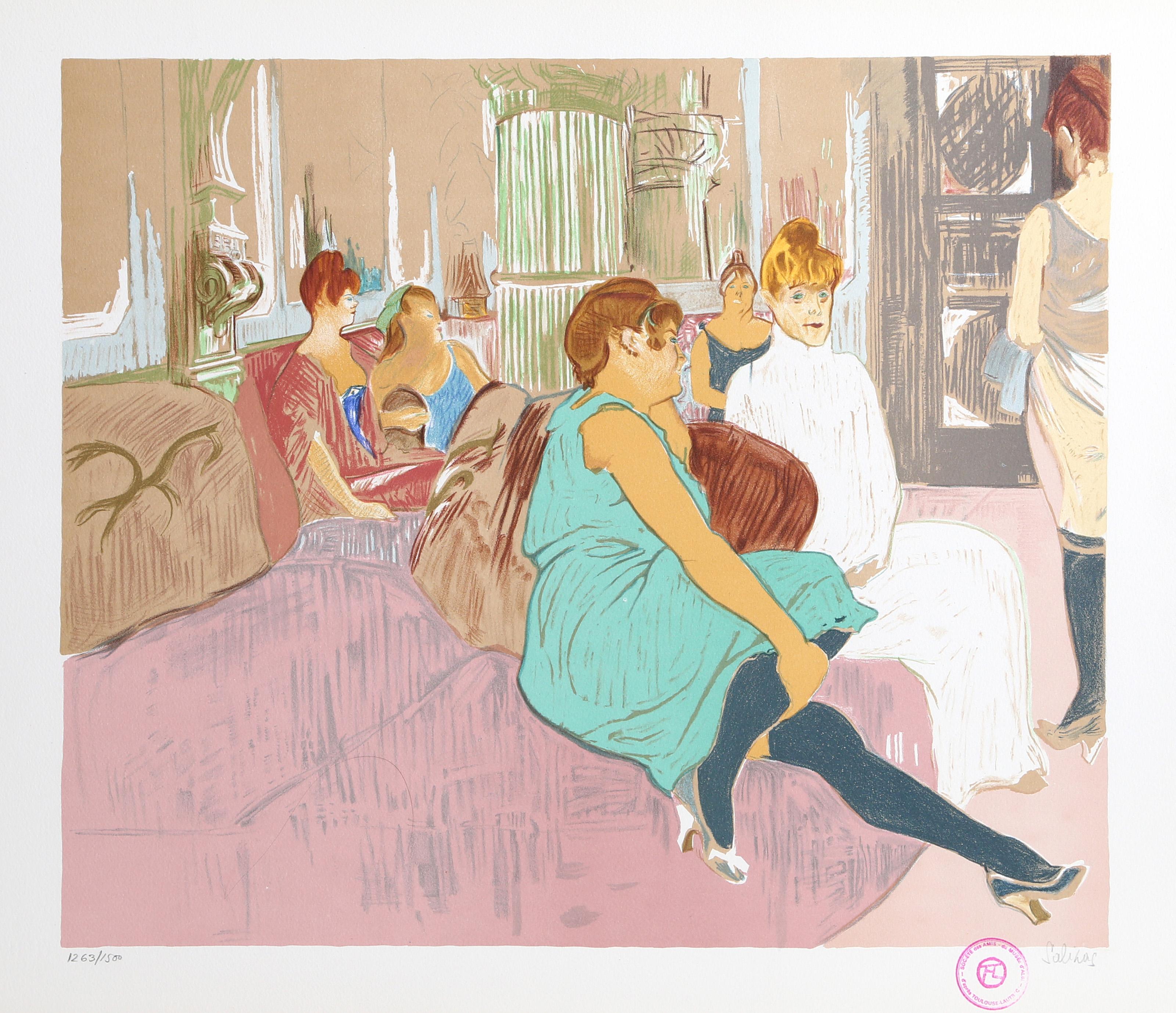 Salon, Art Nouveau Lithograph after Henri Toulouse-Lautrec