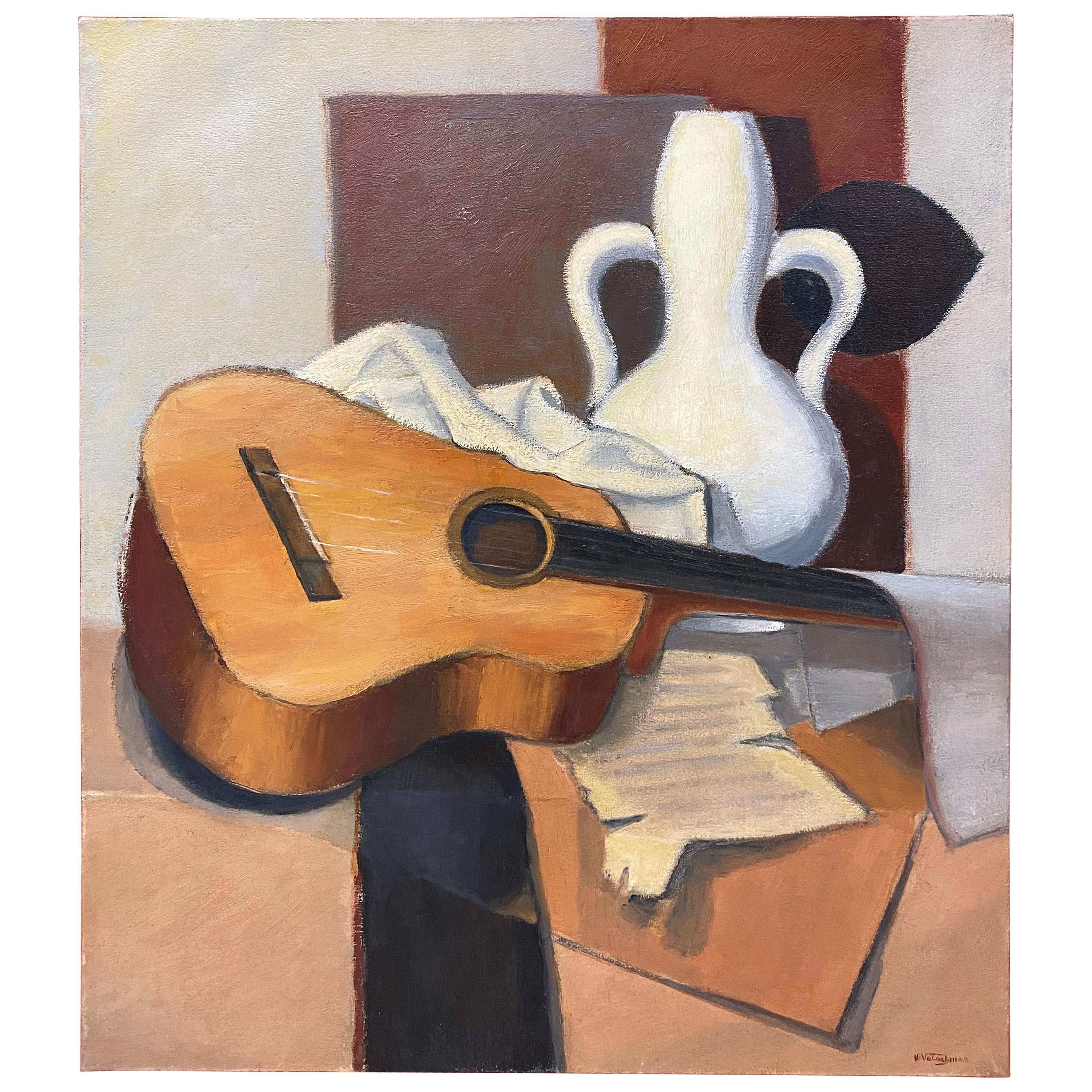 Henri Valachman "Guitare mon amie" Oil on Canvas