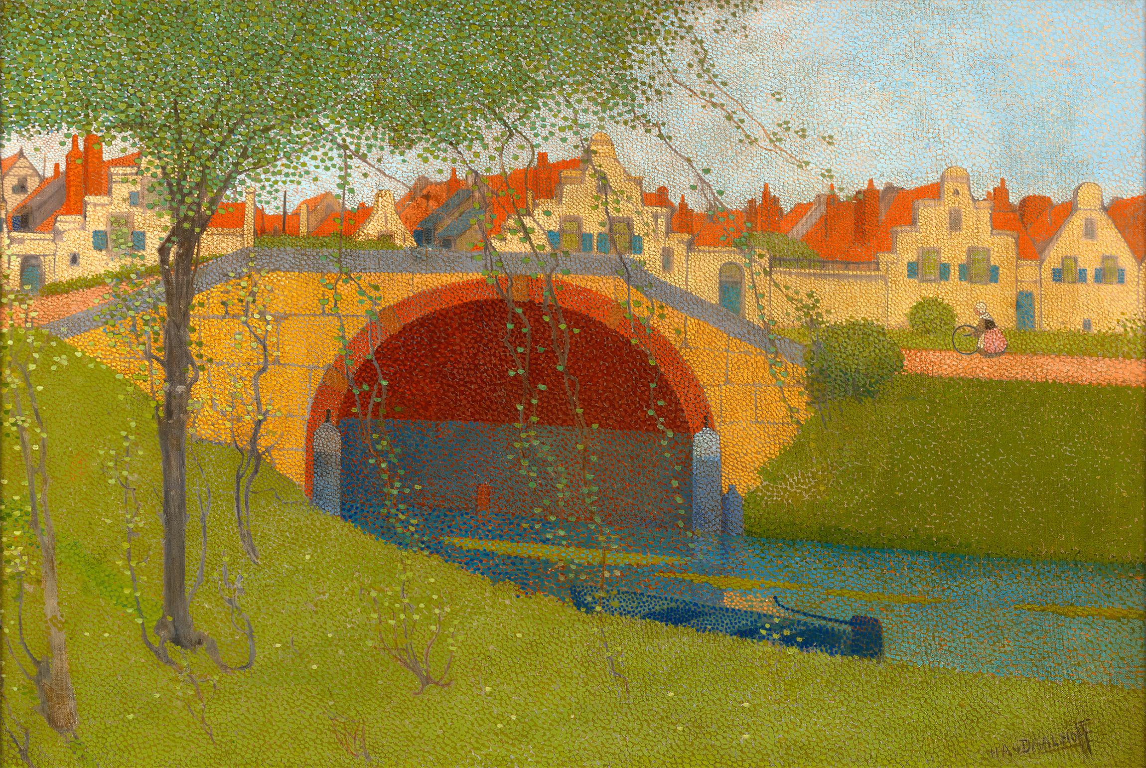Henri van Daalhoff
1867-1953 I Dutch

Girl with Hoop

Signed (lower left)
Oil on canvas

This radiant landscape by the Dutch artist Henri van Daalhoff exemplifies the artist's masterful approach to luminosity and experimental technique, revealing