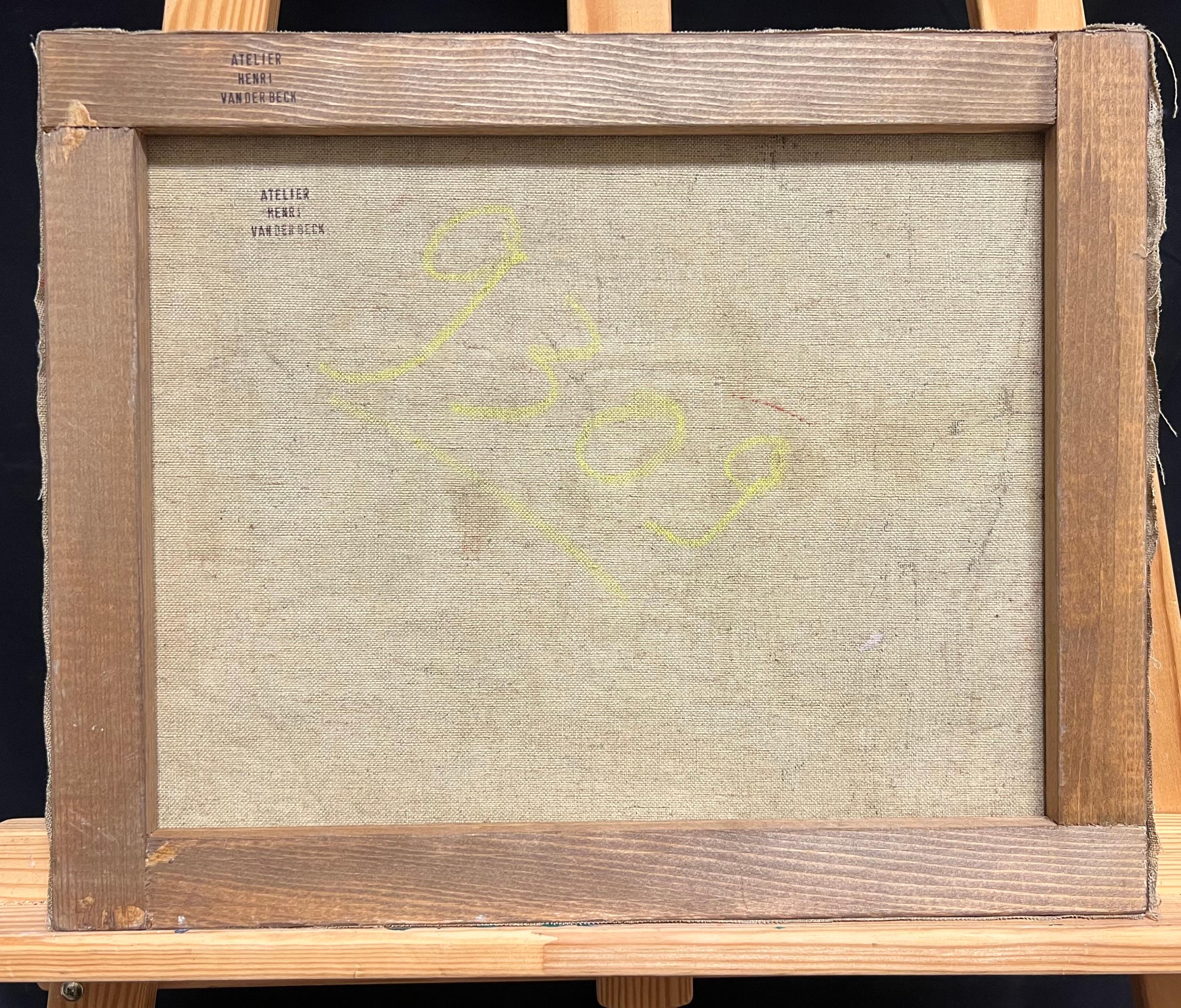 1930's Desnudo Cubista Francés Firmado Óleo Dama Vibrante Composición Geométrica en venta 4