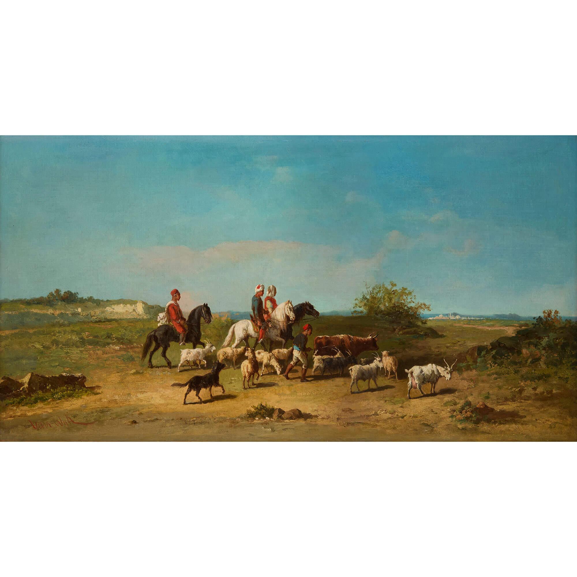 Set of Four Orientalist Landscape Paintings by van Wijk  For Sale 1