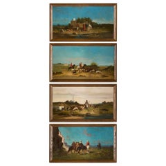 Set di quattro dipinti di paesaggi orientalisti di van Wijk 