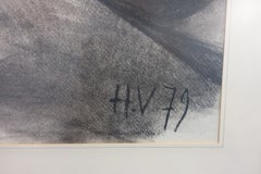 Henri Van Wynsberghe "Vallon", Charcoal Drawing, 1979