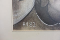 Henri Van Wynsberghe (1921-2018), « Village Du Lot », dessin au fusain et à la craie, 82