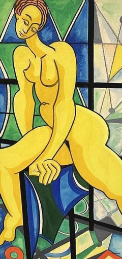 Henri Van Wynsberghe (1929-2018) Dit Henri Victor « Femme au Vitrail, 1996
