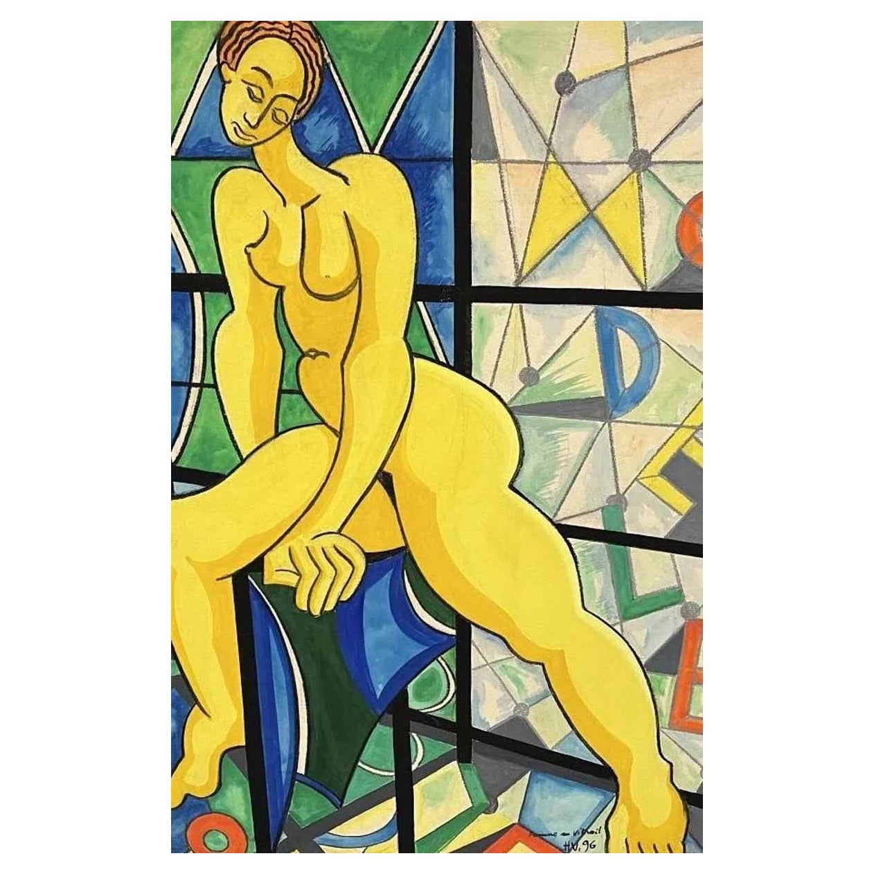 Henri Van Wynsberghe (1929-2018) Dit Henri Victor  „femme Au Vitrail, 1996“ im Angebot