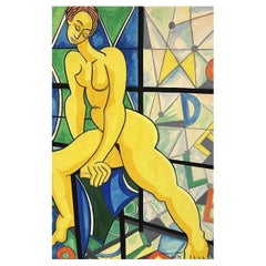 Henri Van Wynsberghe (1929-2018) Dit Henri Victor  „femme Au Vitrail, 1996“