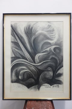 Henri Van Wynsberghe (1929-2018), « Nature et volume », dessin au fusain, 1978.