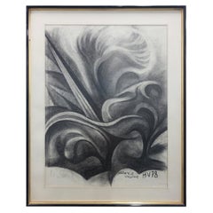 Henri Van Wynsberghe (1929-2018), « Nature et volume », dessin au fusain, 1978.
