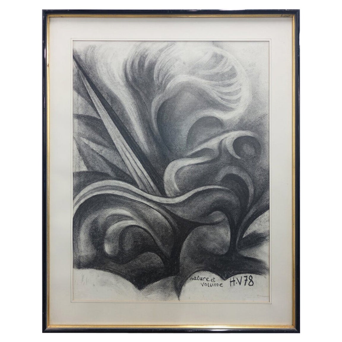 Henri Van Wynsberghe, „nature et volume“, Kohlezeichnung, 1978