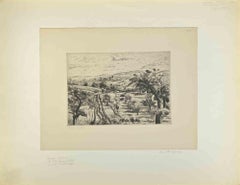 Landschaft – Radierung von Henri Verget-Sarrat – Mitte des 20. Jahrhunderts