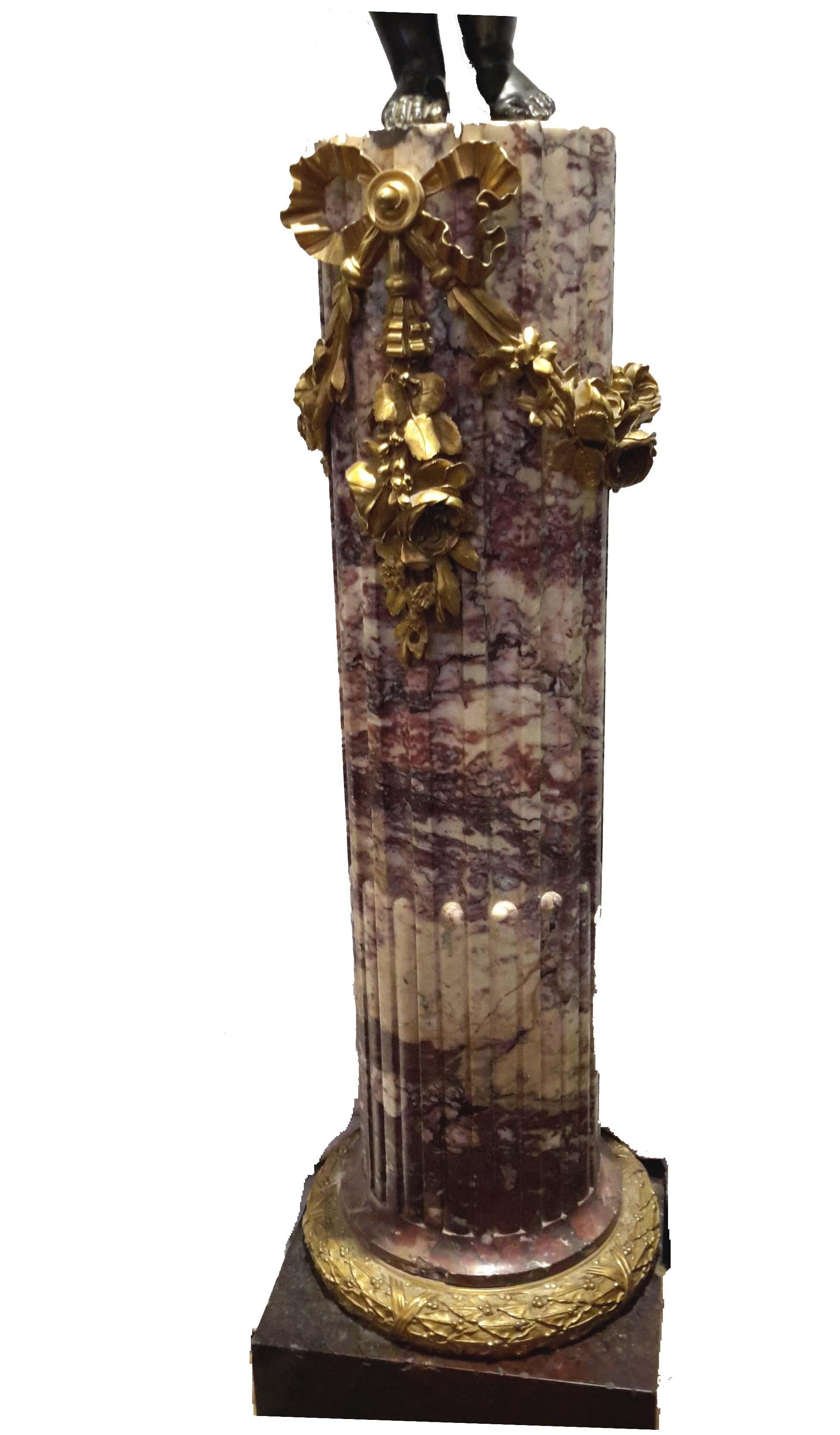 French Henri Vian Bronze Torchier on Marble Pedestal