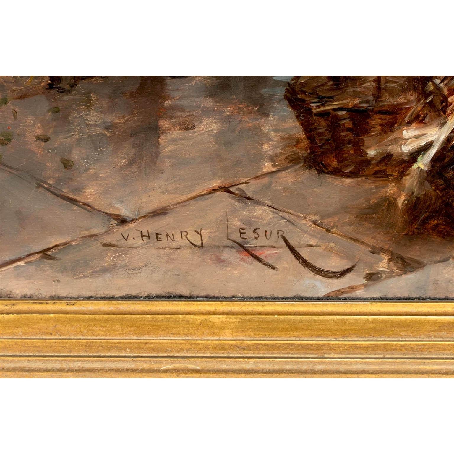 19th Century Henri Victor Lesur Oil on Panel 