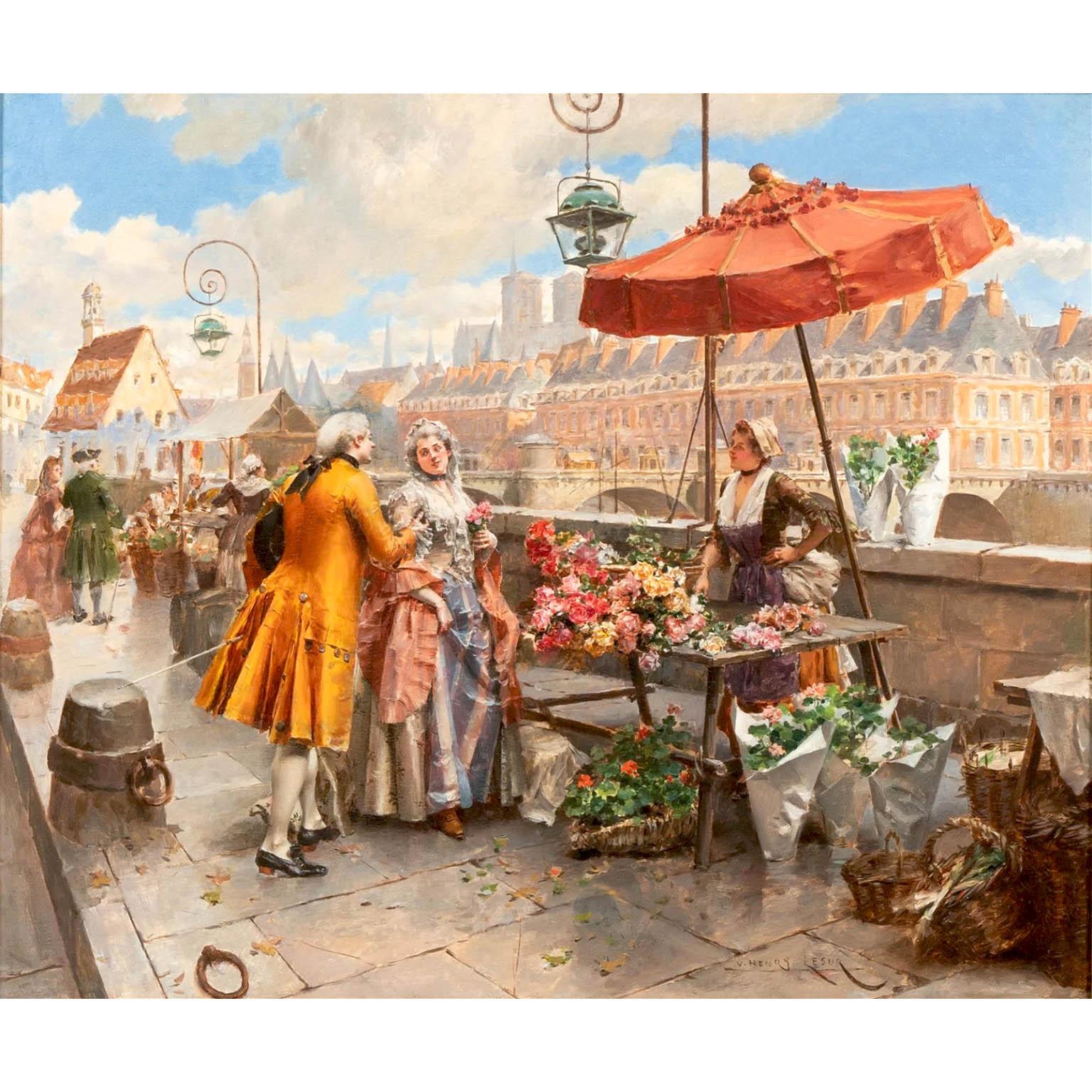 Henri Victor Lesur (Roubaix, France 1863-1900) une très belle huile sur panneau du 19ème siècle intitulée 
