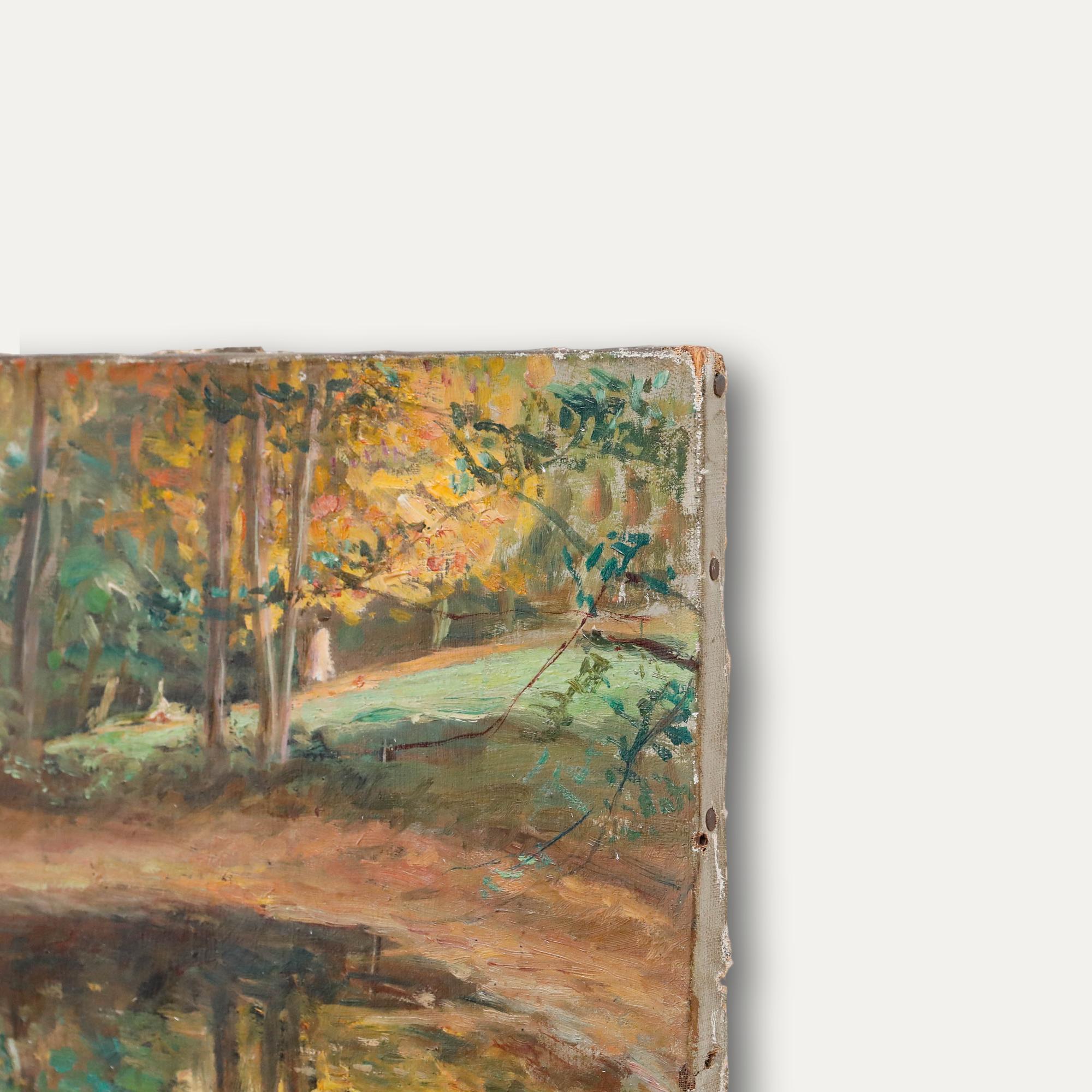 Henri Vincent-Anglade (1876-1956) - 1945 Öl, Herbstliche Spiegelungen im Angebot 3