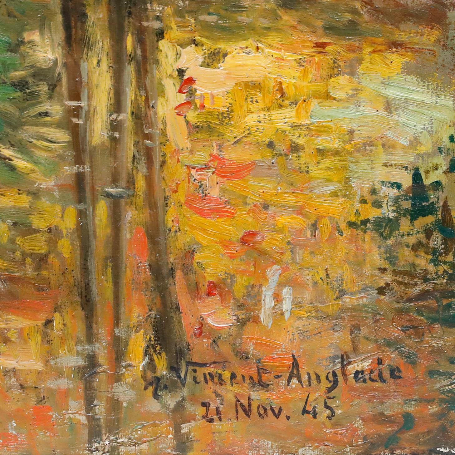 Henri Vincent-Anglade (1876-1956) - 1945 Öl, Herbstliche Spiegelungen im Angebot 4