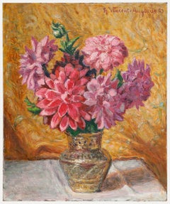 Henri Vincent-Anglade (1876-1956) - 1951 Oil, A Study of Dahlias