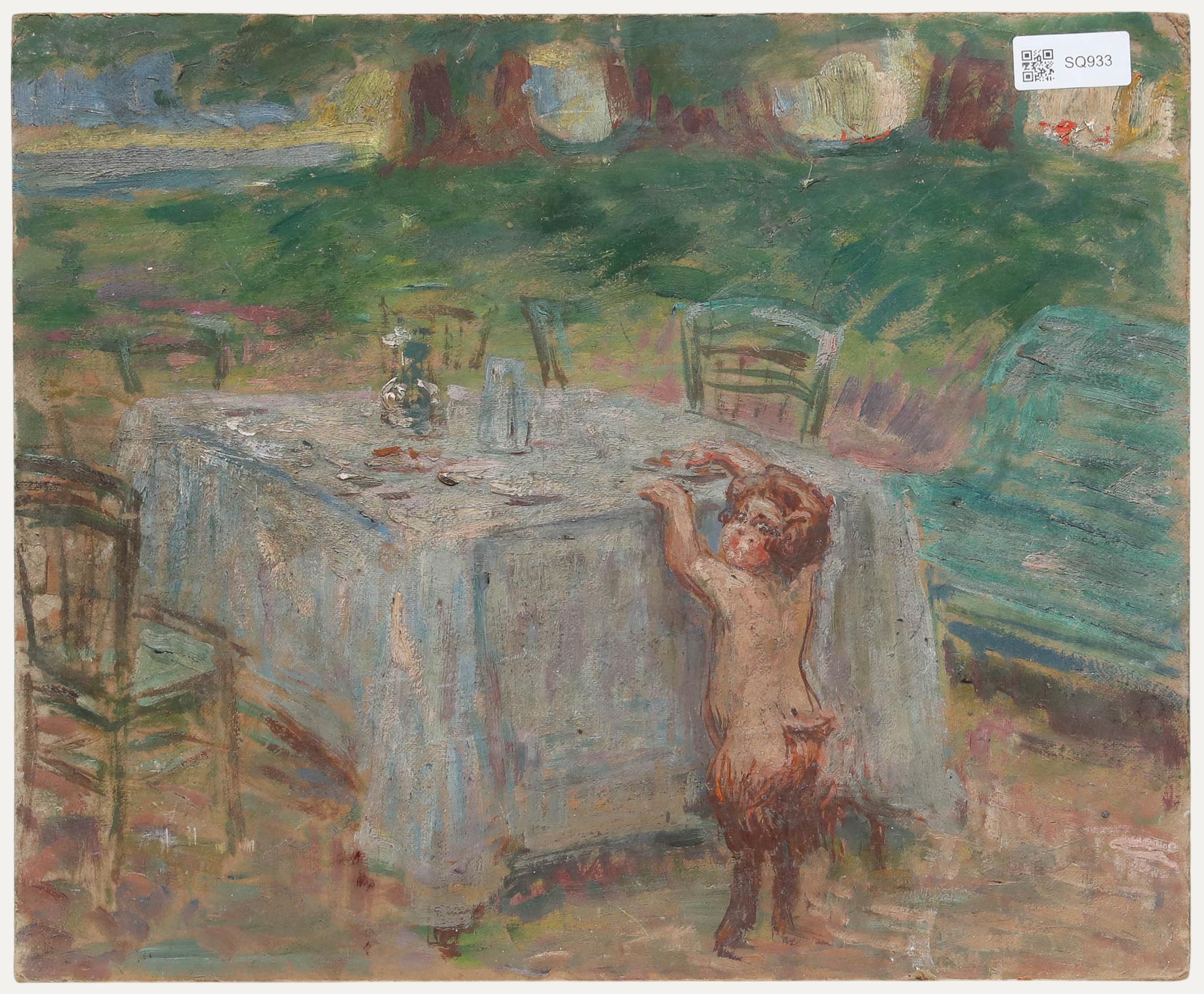 Henri Vincent-Anglade (1876-1956) - Early 20th Century Oil, The Thieving Satyr For Sale 2