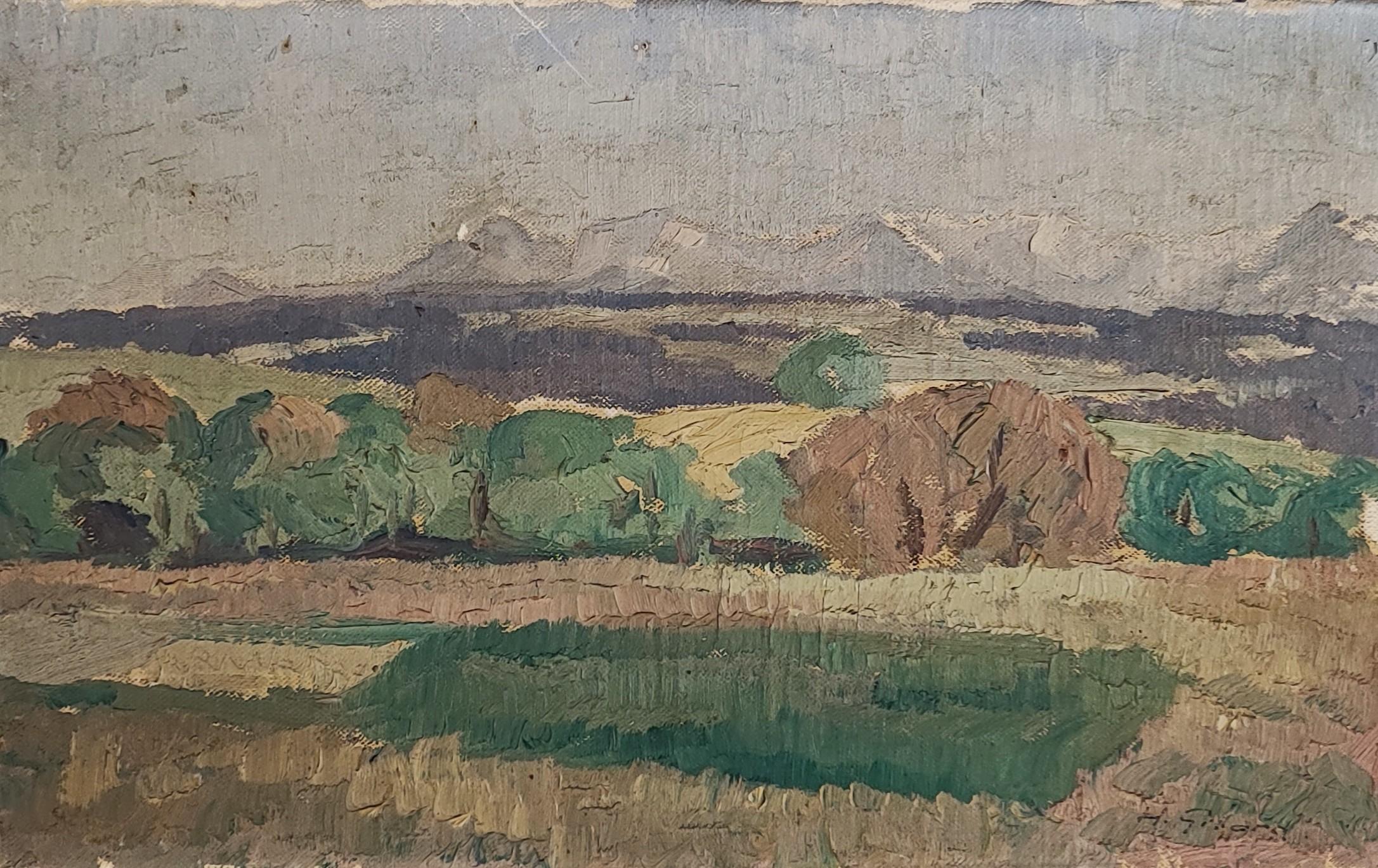 Landscape Painting de Henri Vincent Gillard - Cadena montañosa