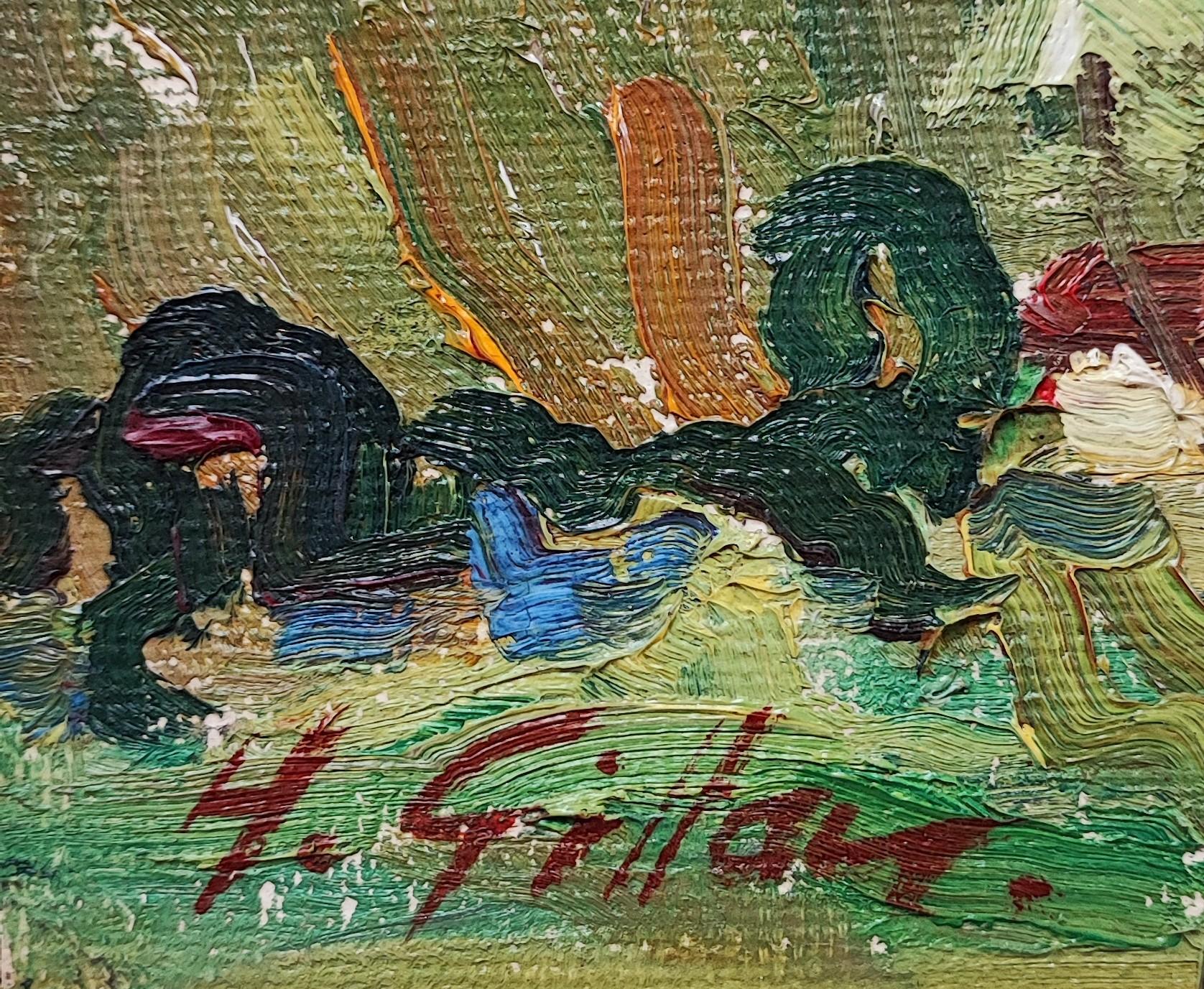 Los graneros de Thônex - Painting Expresionismo abstracto de Henri Vincent Gillard