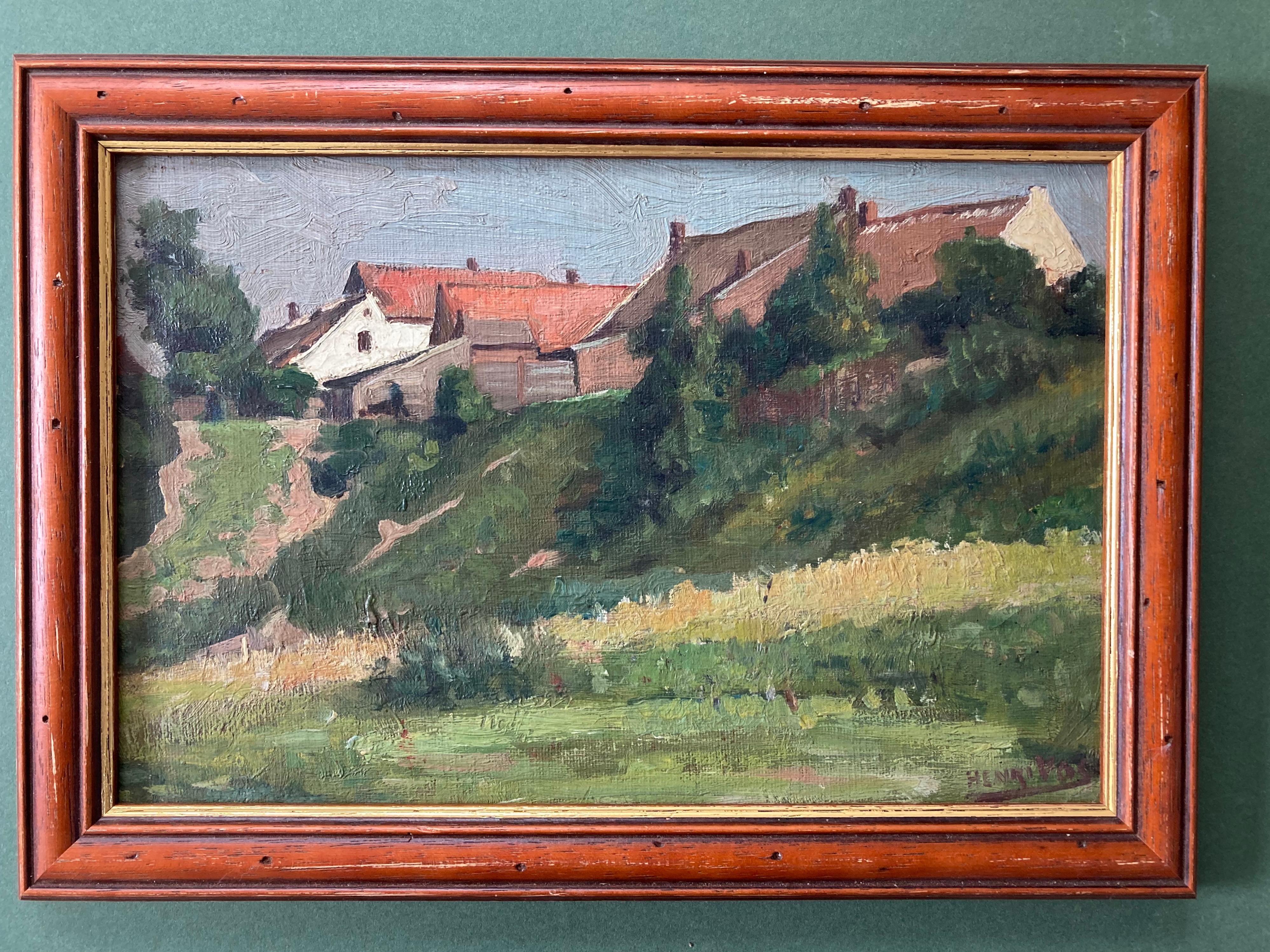 Belgian Impressionist painting of a sunlit village For Sale 3