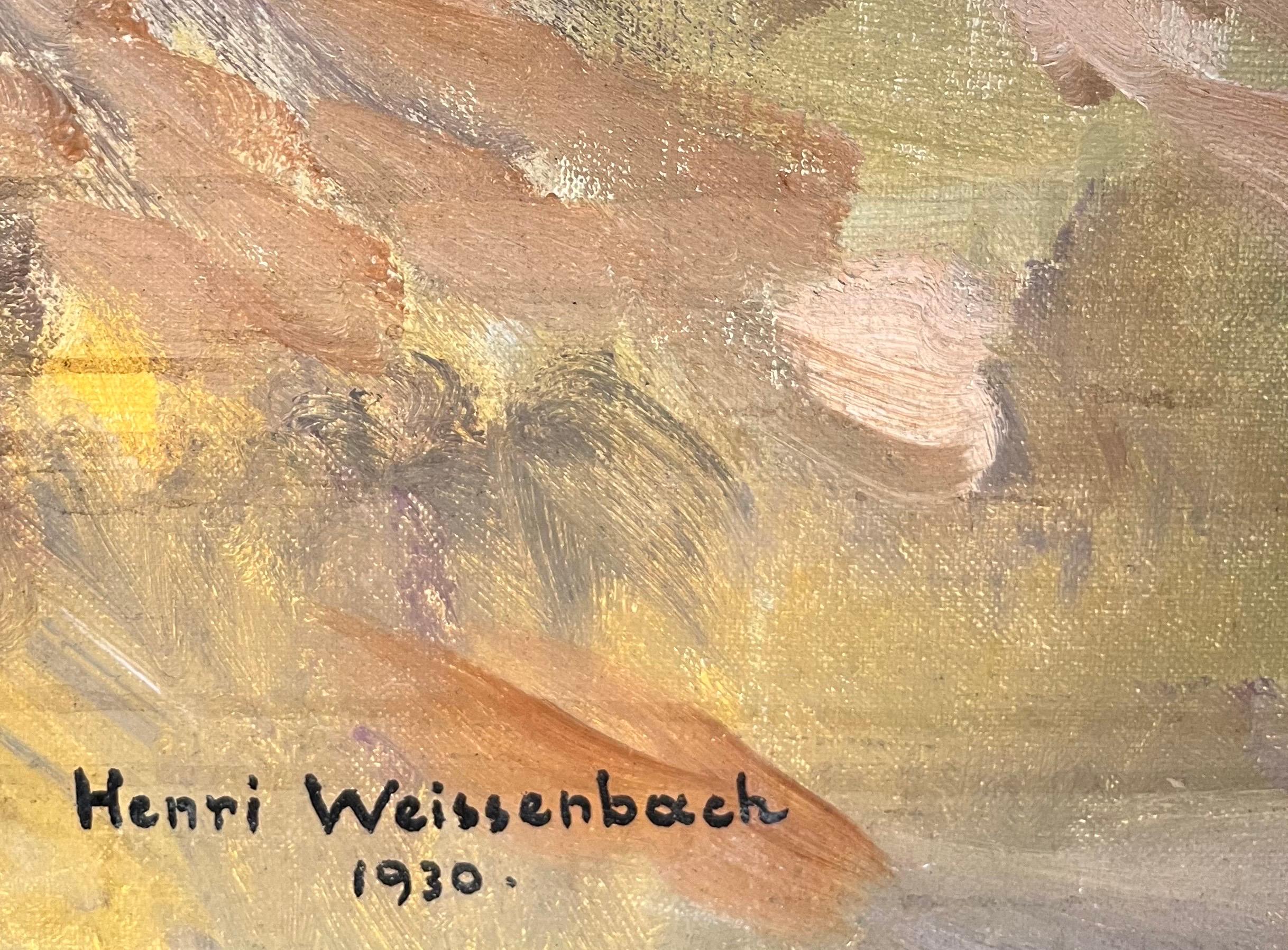 Paisaje de montaña de Henri Weissenbach - Óleo sobre lienzo - 46x55 cm en venta 1