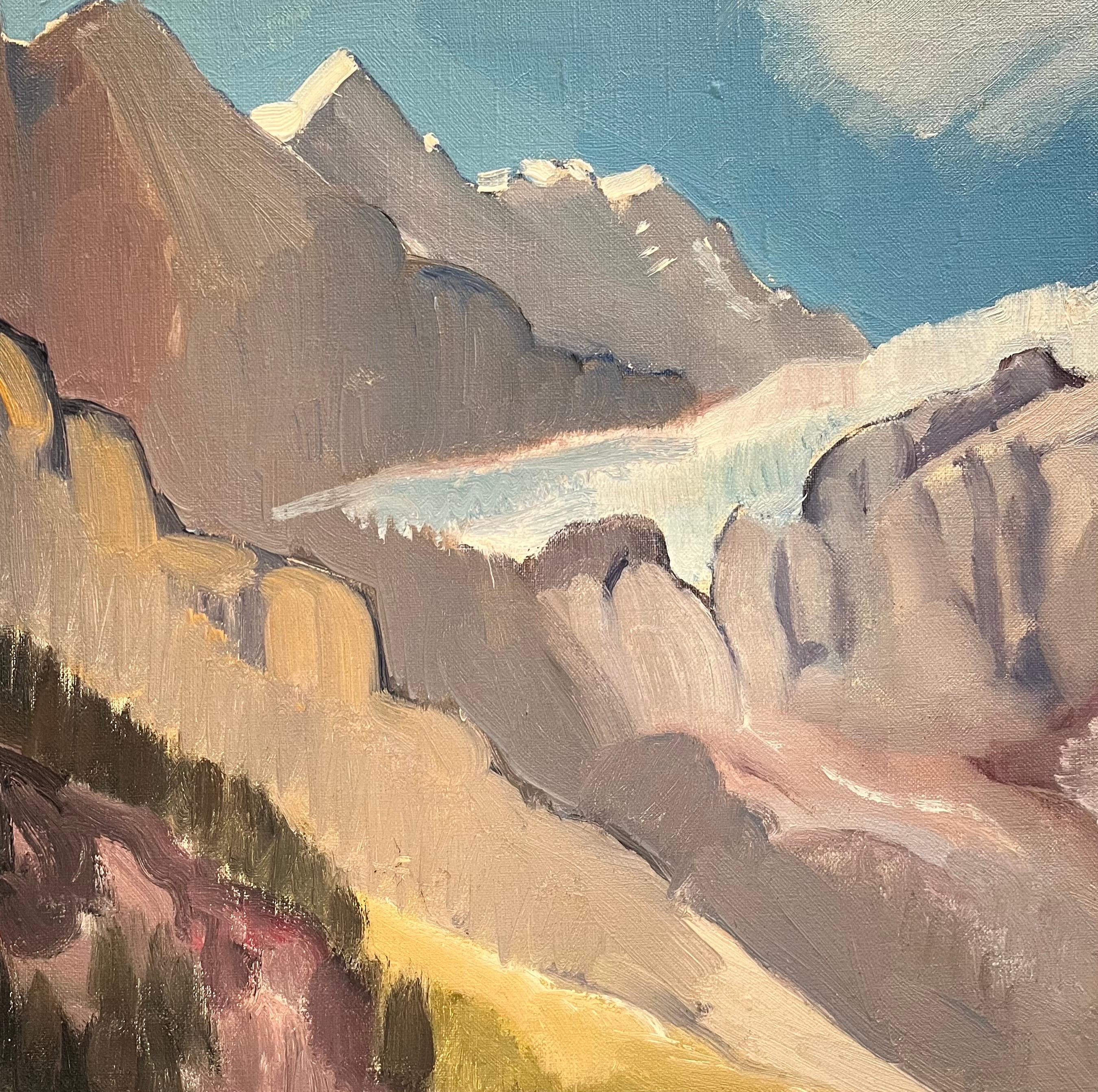 Paisaje de montaña de Henri Weissenbach - Óleo sobre lienzo - 46x55 cm en venta 3