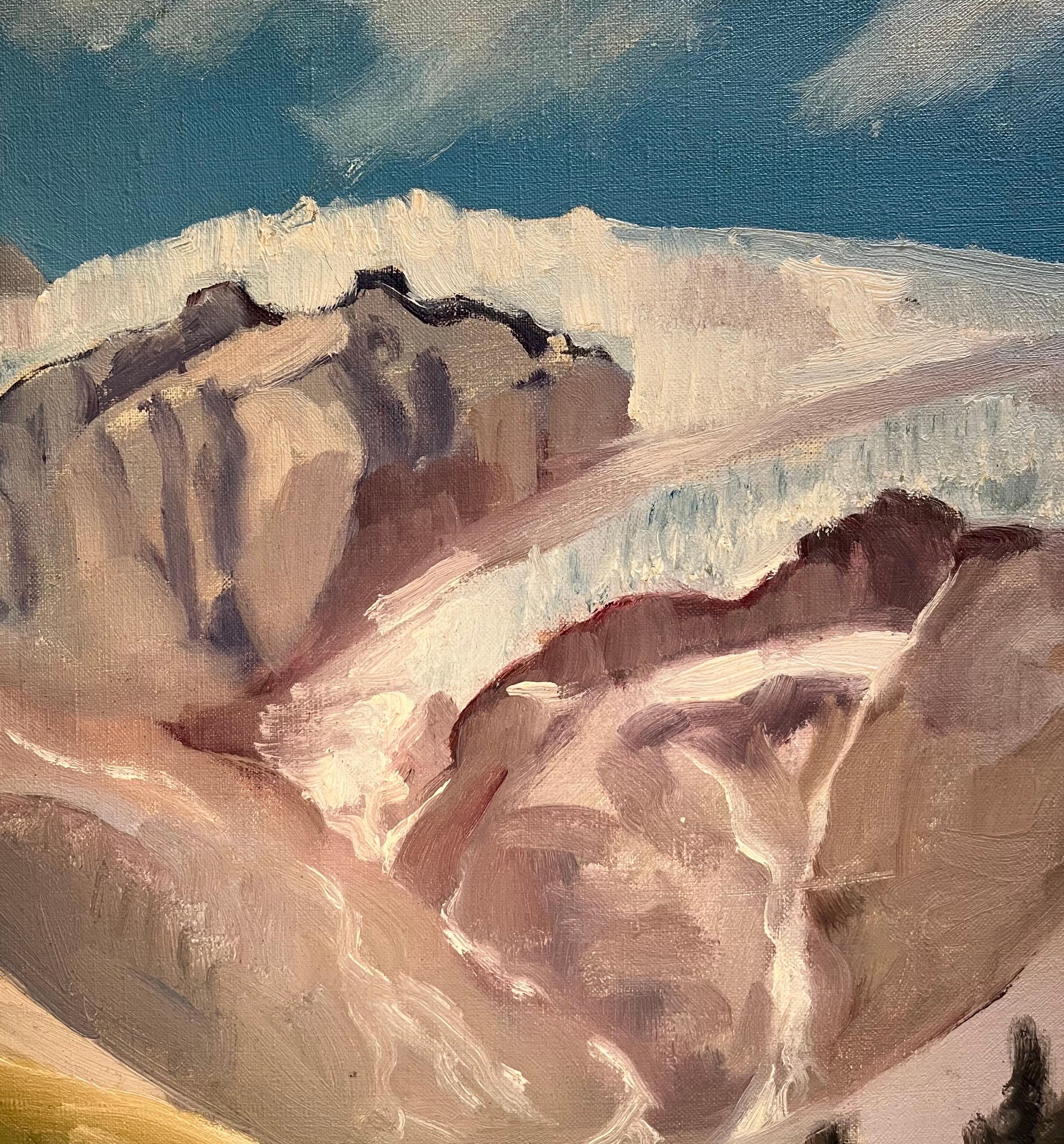 Paisaje de montaña de Henri Weissenbach - Óleo sobre lienzo - 46x55 cm en venta 4