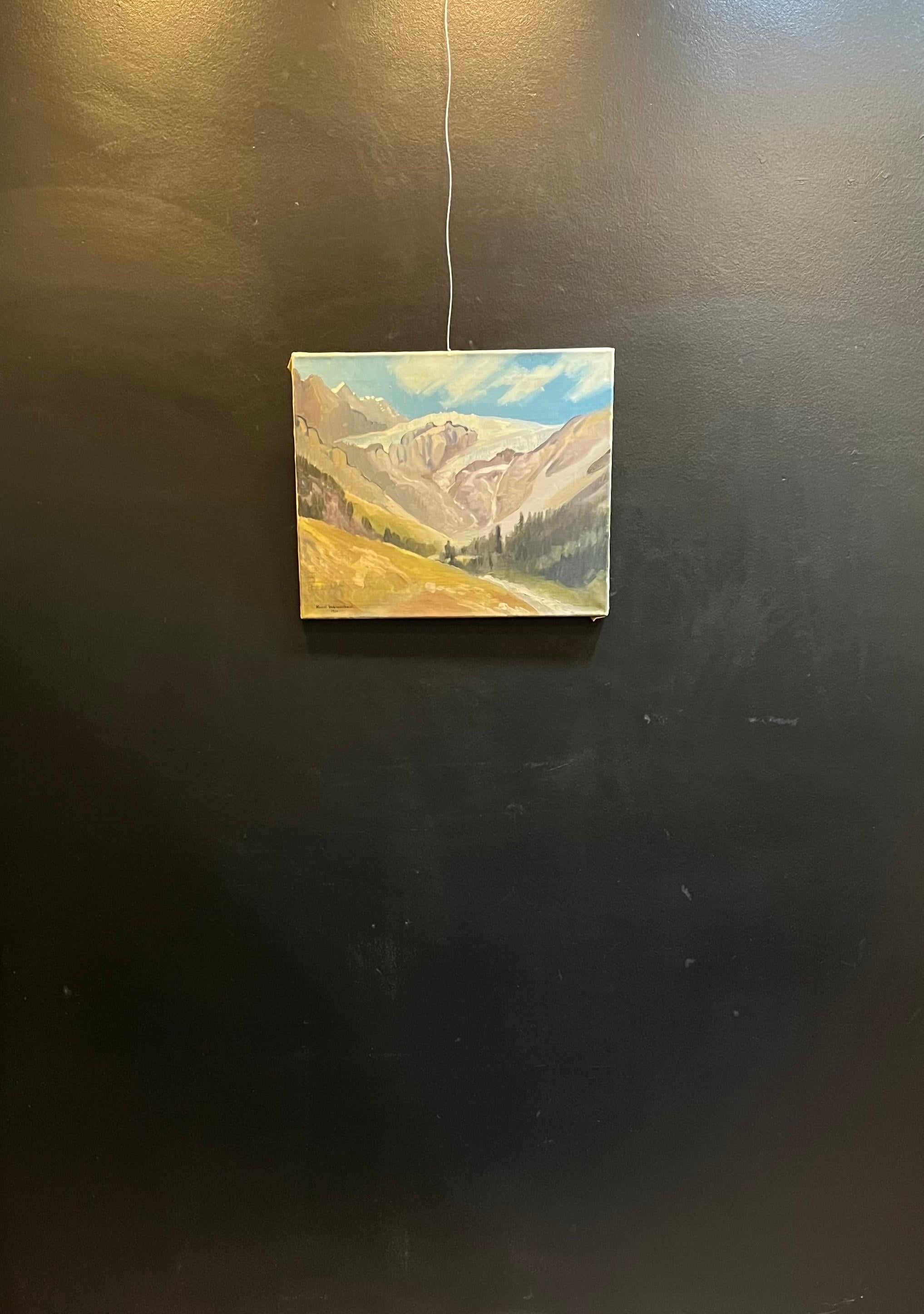 Paisaje de montaña de Henri Weissenbach - Óleo sobre lienzo - 46x55 cm en venta 5