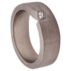 Used Henrich & Denzel Germany Bauhaus Geometric Ring Platinum VVS Carre Cut Diamond