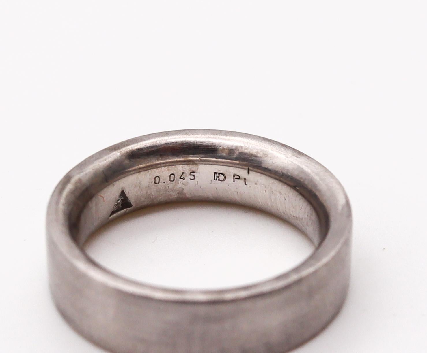 Modernist Henrich & Denzel Germany Bauhaus Ring In Platinum With VVS Trillion Cut Diamond