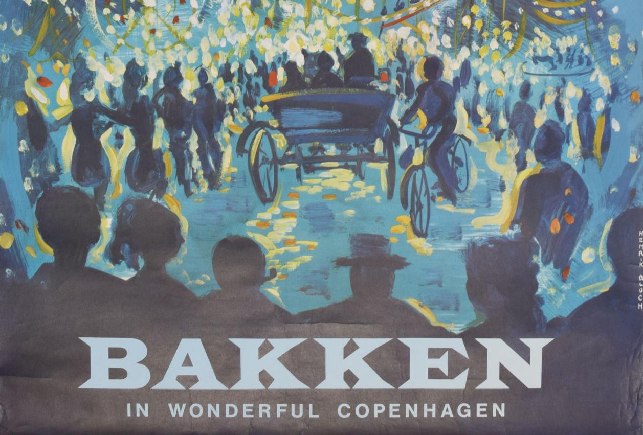 Denmark Bakken in Wonderful Copenhagen original vintage poster by Henrick Bloch For Sale 3