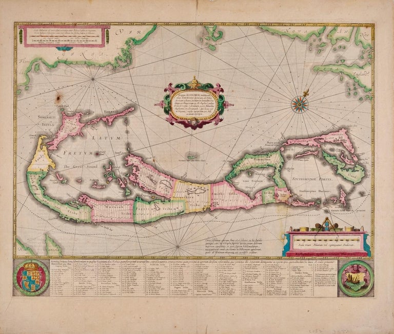 Henricus Hondius Bermuda An Early 17th Century Handcolored Map by