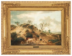 18th century Flemish landscape painting - Figure - Oil on canvas signed shepards