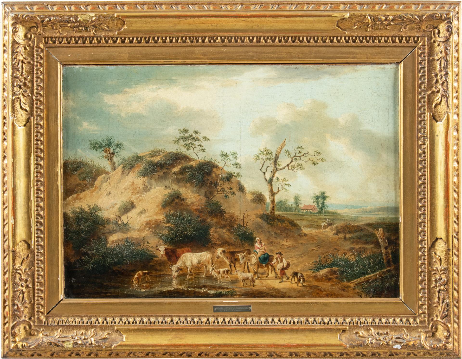 Henricus Josephus Antonissen  Landscape Painting - Henricus Antonissen - 18th century Italian landscape painting - Shepards