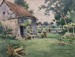 HENRY Bouvrie, Scène de Campagne, Scena ad acquerello