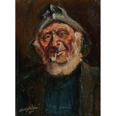 Henrie Pitcher (fl.1880-1904) - 1875 Oil, Fisherman with a Pipe