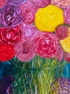 Henrietta Caledon, Yellow Roses, Original Still Life Floral Oil Painting