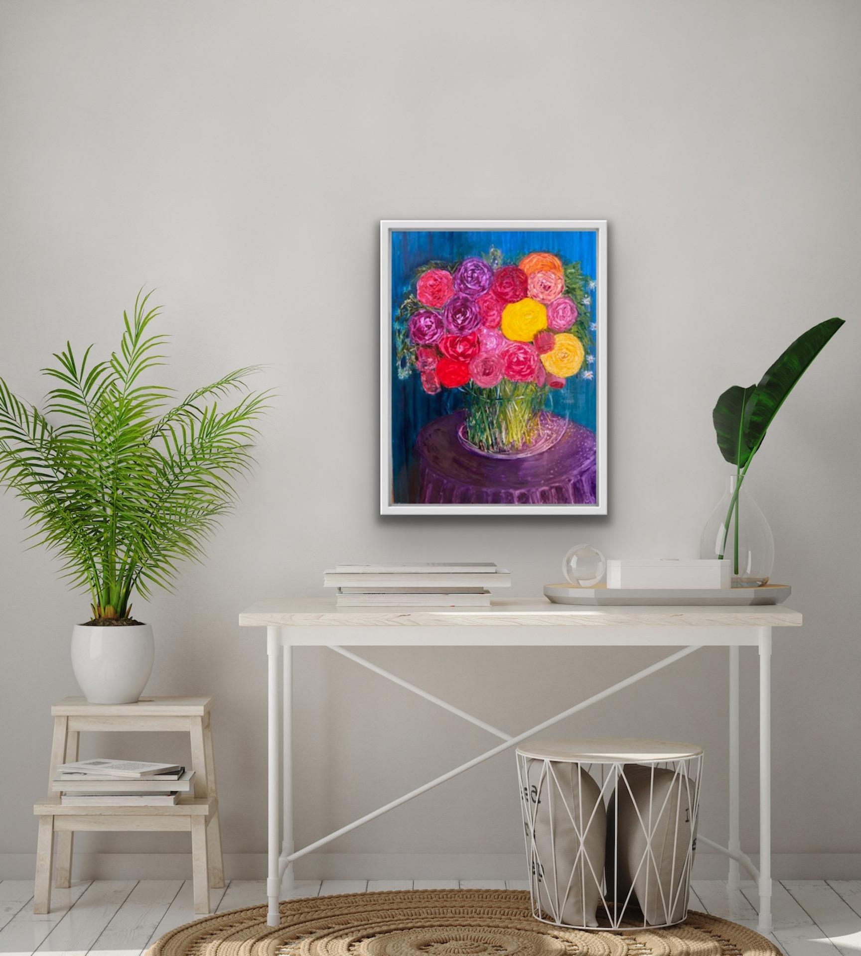 Henrietta Caledon, Yellow Roses, Original Still Life Floral Oil Painting For Sale 1