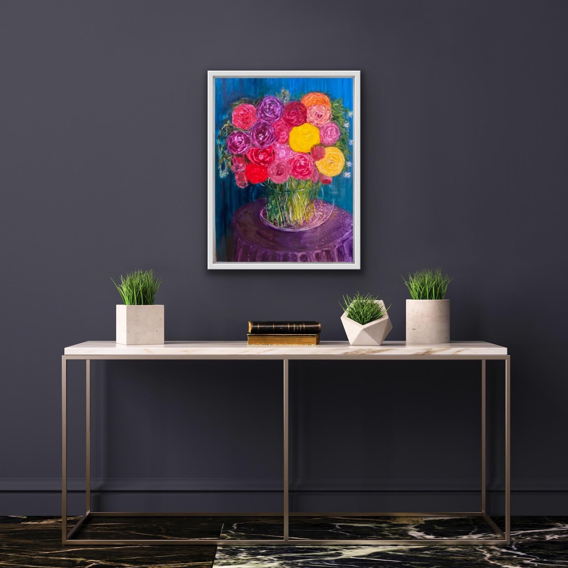Henrietta Caledon, Yellow Roses, Original Still Life Floral Oil Painting For Sale 3