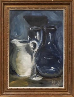 White Jug, original painting, Still life, Jugs, pottery
